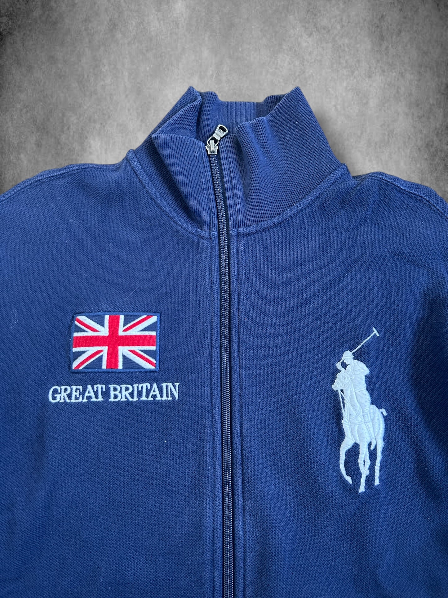 Polo Ralph Lauren Big Pony "GREAT BRITAIN" Flag Zipper Sweater