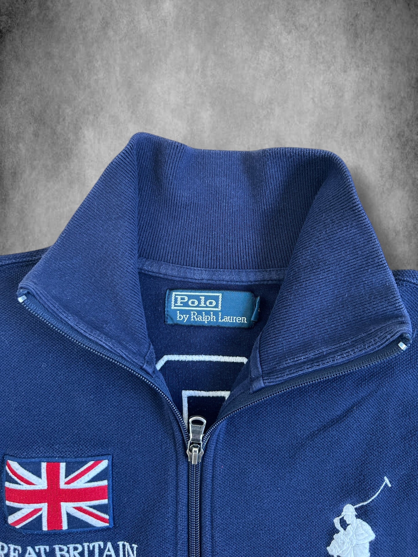 Polo Ralph Lauren Big Pony "GREAT BRITAIN" Flag Zipper Sweater