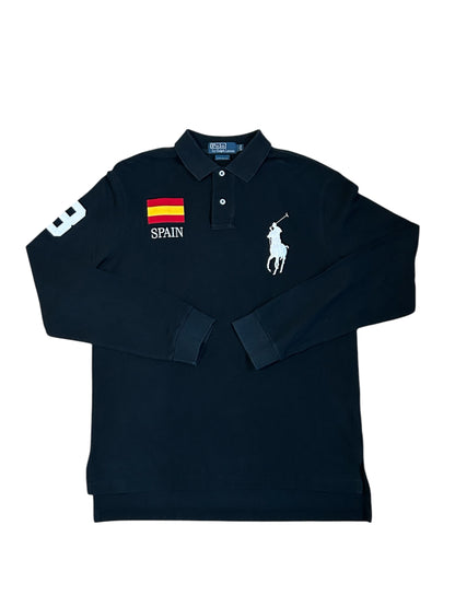 Polo Ralph Lauren Big Pony à manches longues avec drapeau « Espagne »