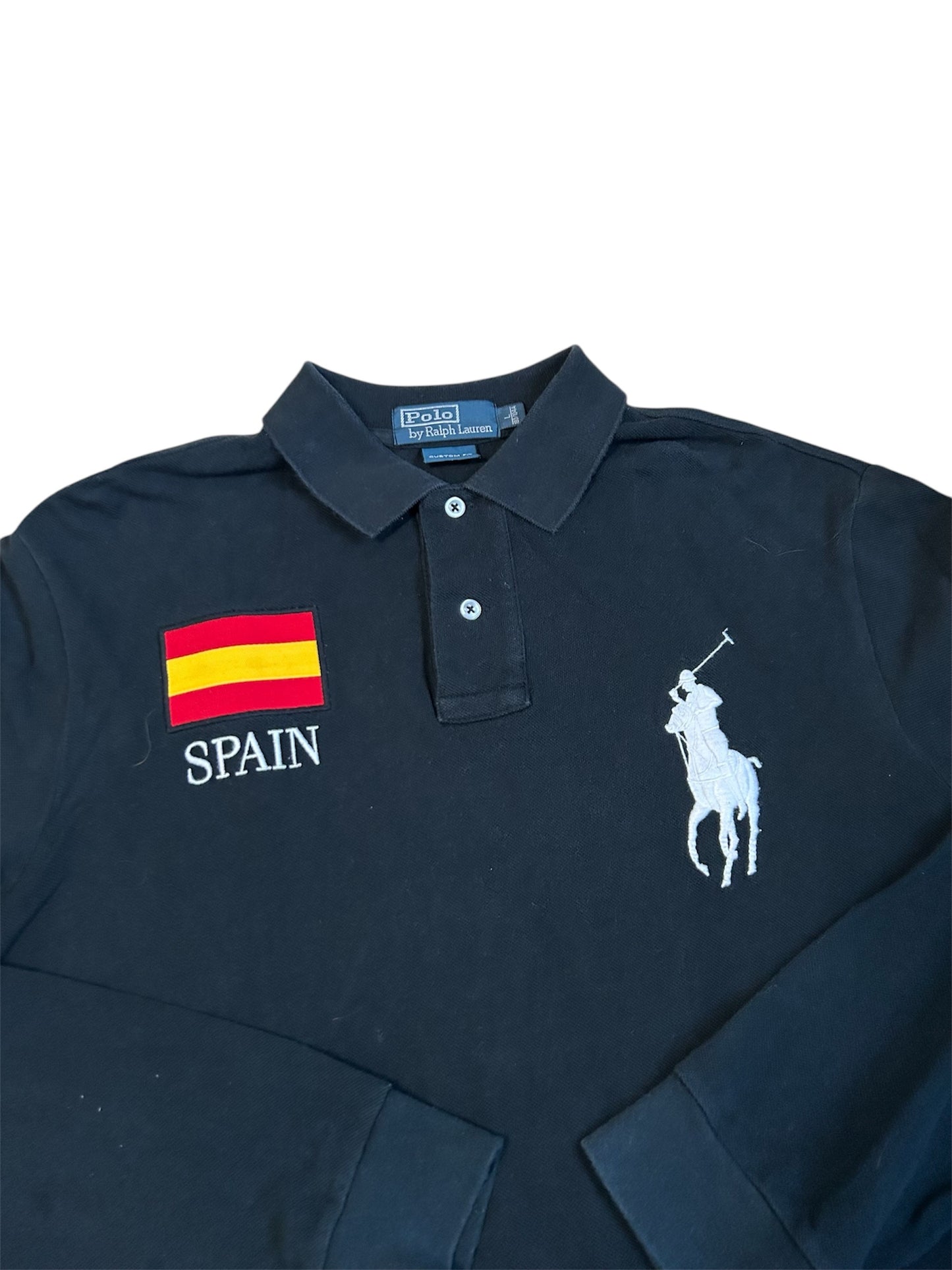 Polo Ralph Lauren Big Pony à manches longues avec drapeau « Espagne »