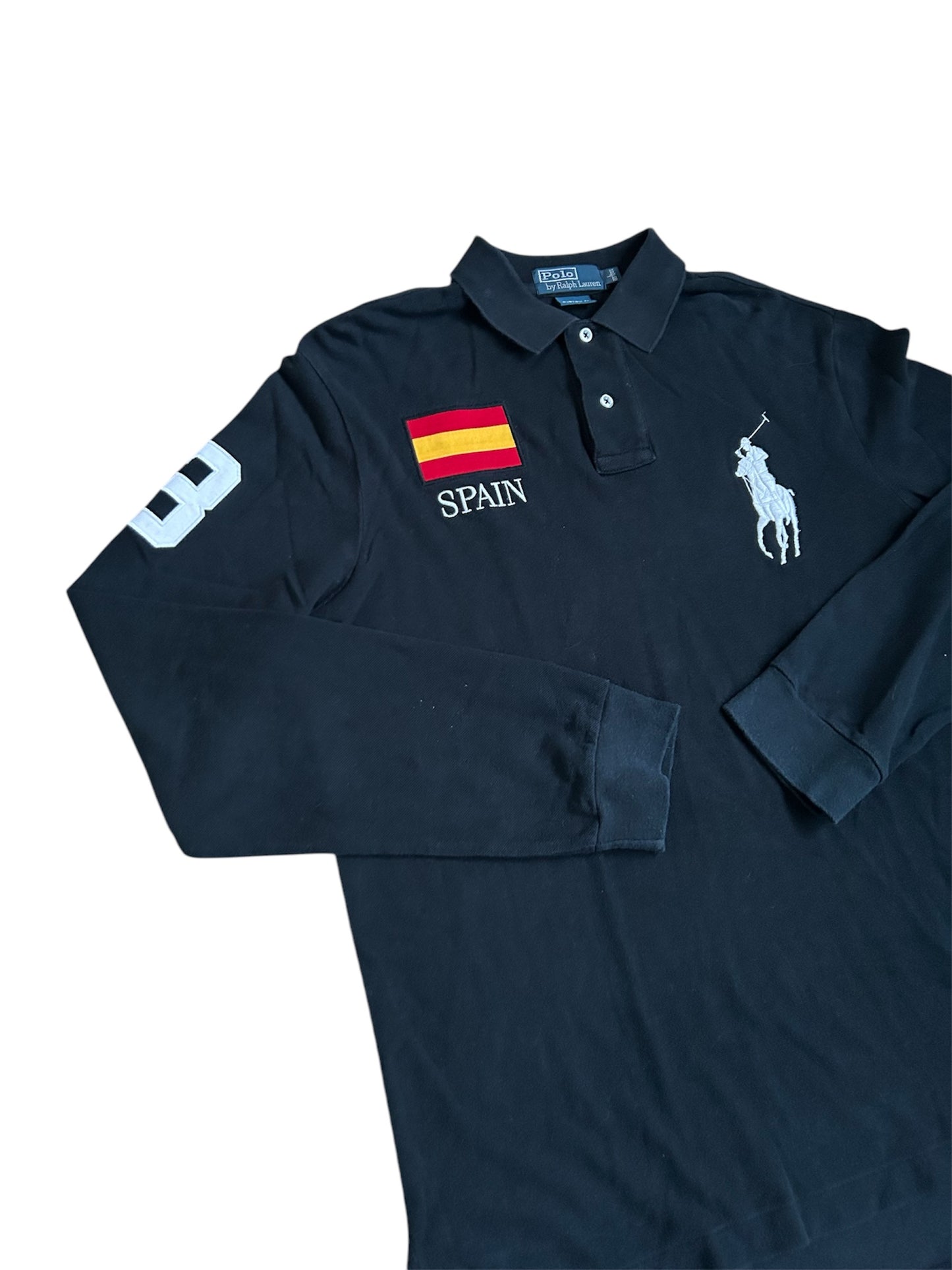 Polo Ralph Lauren Big Pony à manches longues avec drapeau « Espagne »