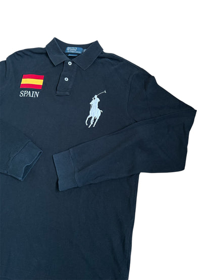 Polo Ralph Lauren Big Pony à manches longues avec drapeau « Espagne »